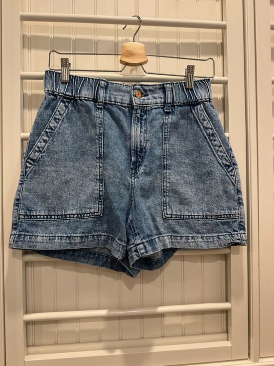 GAP Pants - GAP Light Blue High-Rise Denim Shorts with Patch Pockets